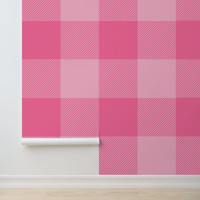 Enorme Franse Roze Buffel Plaid Behang (Applicatie)