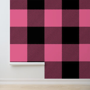 Enorme Franse Roze en Zwarte Buffel Plaid Behang