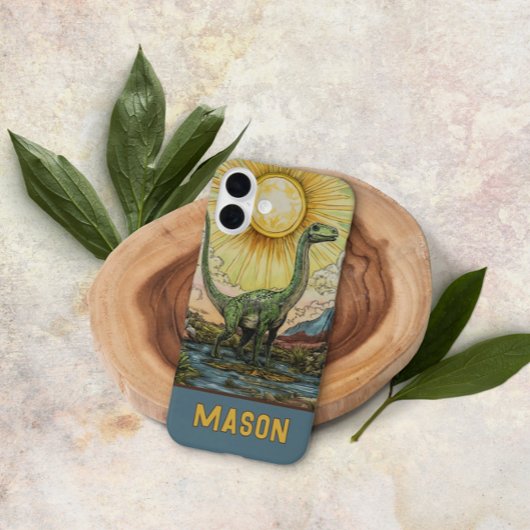 Enorme groene dinosaurus illustratie Case-Mate iPhone case