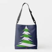 Enorme Groene & Witte Kerstboom Marine Achtergrond Crossbody Tas (Achterkant)