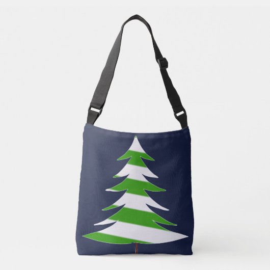 Enorme Groene & Witte Kerstboom Marine Achtergrond Crossbody Tas (Voorkant)