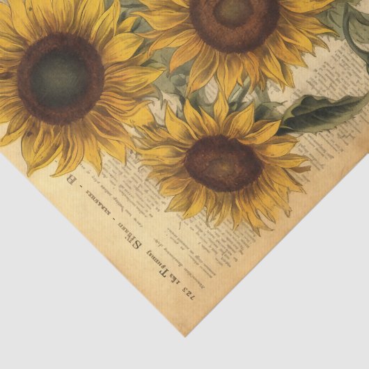 Enorme Happy  Zonnebloemen op perkament Tissuepapier (Detail)