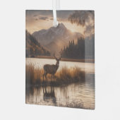 Enorme herten op Mountain Lake Glas Ornament (Voorkant links)