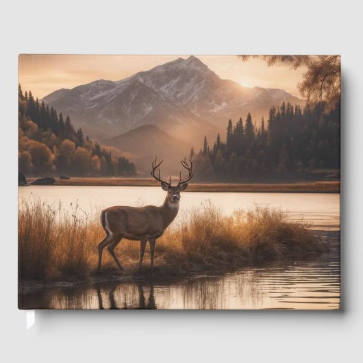 Enorme herten op Mountain Lake Info / Datum Gastenboek (Voorkant)