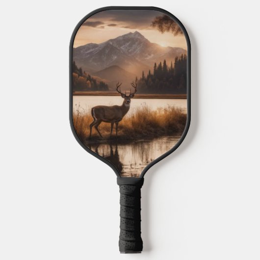 Enorme herten op Mountain Lake Pickleball Paddle (Voorkant)