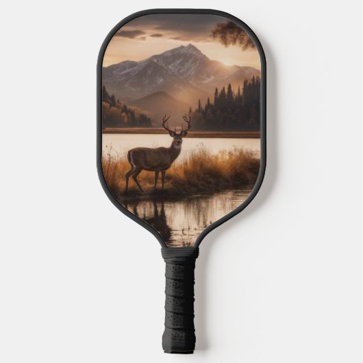 Enorme herten op Mountain Lake Pickleball Paddle (Achterkant)