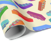 Enorme kinder bouwstenen, patroon van verpakkingsp cadeaupapier (Rol Hoek)