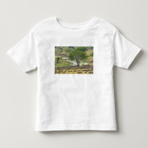 Enorme kudde gnu's tijdens de migratie, kinder shirts