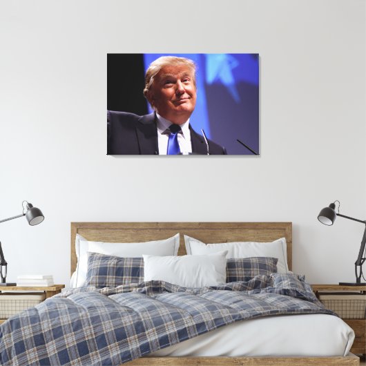 ENORME LACHENDE DONALD TRUMP CANVAS AFDRUK (Insitu (Slaapkamer))