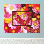 ENORME madeliefjes Quadtych Art Wrapped Canvas (Insitu (Houten vloer))