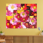 ENORME madeliefjes Quadtych Art Wrapped Canvas Afdruk (Insitu (Woonkamer))
