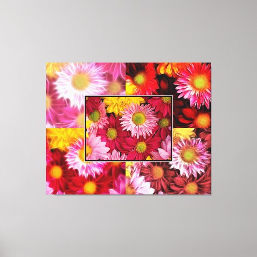 ENORME madeliefjes Quadtych Art Wrapped Canvas Afdruk (Voorkant)
