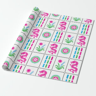 Enorme Mahjong Tegels #4 Roze Groen Capri Blauw Wi Cadeaupapier