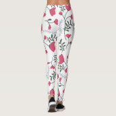 Enorme moderne Waterverf rode bloemen met bladeren Leggings (Achterkant)