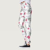 Enorme moderne Waterverf rode bloemen met bladeren Leggings (Links)