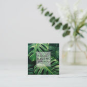 Enorme Monstera Blad Groene Botanische Foto Vierkante Visitekaartje (Staand voorkant)