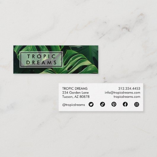 Enorme Monstera Blad Groene Tuin Foto Mini Visitekaartje (Voorkant / Achterkant)