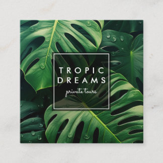 Enorme Monstera Leaf Botanische Tuin Foto Vierkante Visitekaartje