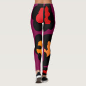 Enorme patronen perziken paarse en bleke rood leggings (Achterkant)