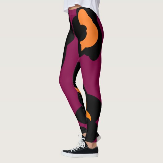 Enorme patronen perziken paarse en bleke rood leggings (Links)