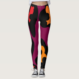Enorme patronen perziken paarse en bleke rood leggings