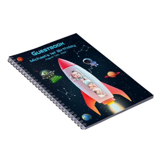Enorme | Rocket Space 1e verjaardag gastenboek Notitieboek (Rechterzijde)