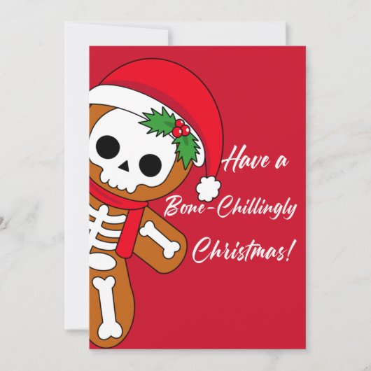 Enorme rode skelet peperkoek feestdagenkaart (Voorkant)