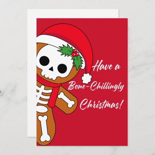Enorme rode skelet peperkoek feestdagenkaart (Voorkant / Achterkant)