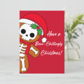 Enorme rode skelet peperkoek feestdagenkaart (Staand voorkant)