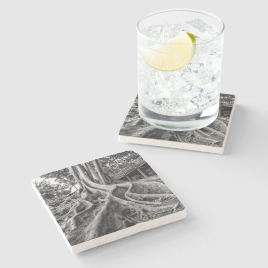 Enorme rubberwortels stenen onderzetter (Zijkant)