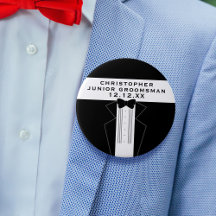 Enorme Tuxedo Groomsman Bruiloft Party Button