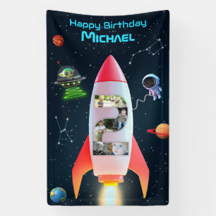 Enorme twee foto collage   2e verjaardag Space Roc Spandoek