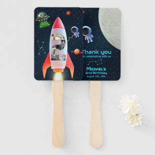Enorme twee foto collage Rocket Space 2e verjaar Handwaaier