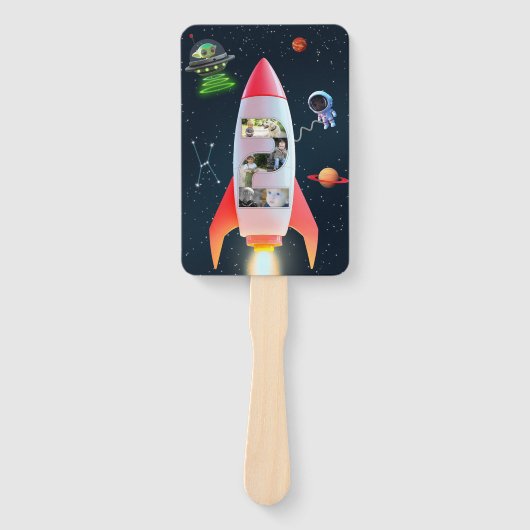 Enorme twee foto collage | Rocket Space 2e verjaar Handwaaier (Voorkant)