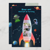 Enorme twee foto collage | Rocket Space 2e verjaar Kaart (Voorkant / Achterkant)