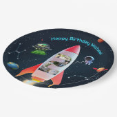 Enorme twee foto collage | Space Rocket 2e verjaar Papieren Bordje (Gekanteld)