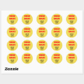 "ENORME UITVERKOOP!" "HALF UIT!" Sale Ronde Sticke Sticker (Vel)