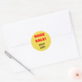 "ENORME UITVERKOOP!" "HALF UIT!" Sale Ronde Sticke Sticker (Envelop)