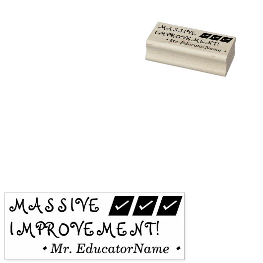 "ENORME VERBETERING!" + Aangepaste educator naam Rubberstempel (Gestempeld)