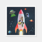 Enorme vier met foto's | 4th Birthday Rocket Space Servet (Voorkant)