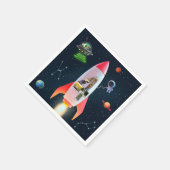 Enorme vier met foto's | 4th Birthday Rocket Space Servet (Hoek)