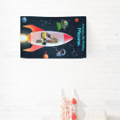 Enorme vier met foto's | 4th Birthday Space Rocket Spandoek (Insitu)