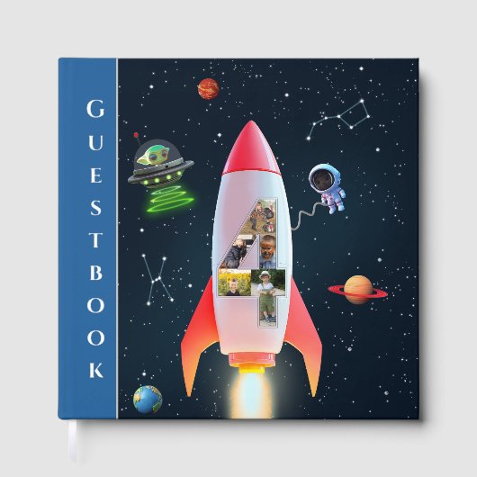 Enorme vier met foto's | Rocket Space 4e verjaarda Gastenboek (Voorkant)