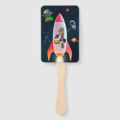 Enorme vier met foto's | Space Rocket vierde verja Handwaaier (Voorkant)