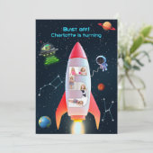 Enorme vijf met foto's | Rocket Space 5e verjaarda Kaart (Staand voorkant)
