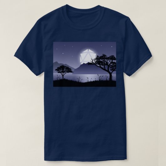 Enorme Volle Maan Polyhedral D20 Dice Tabletop RPG T-shirt (Design voorkant)