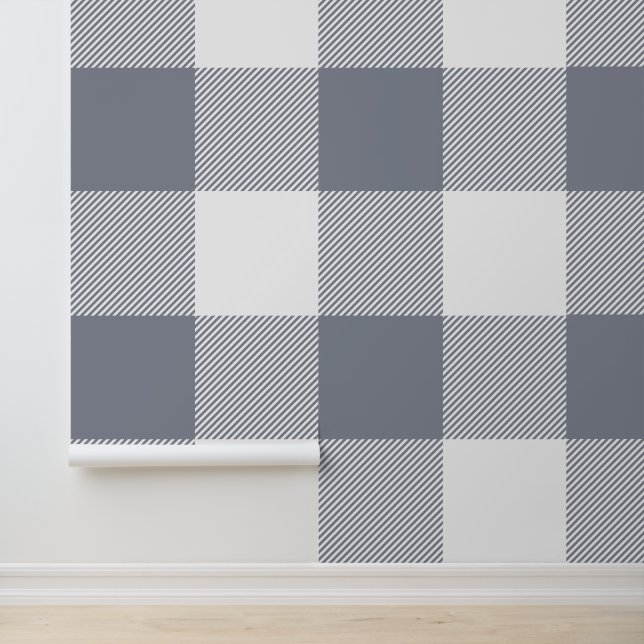 Enorme zilvergrijs en witte buffel Plaid Behang (Applicatie)
