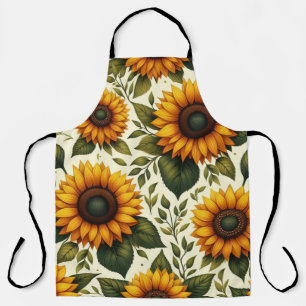 Enorme zonnebloemen waterverf prints schort
