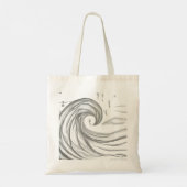 Enorme zwart-witte met de hand geschetste oceaango tote bag (Achterkant)