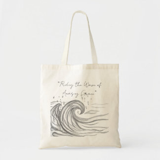 Enorme zwart-witte met de hand geschetste oceaango tote bag
